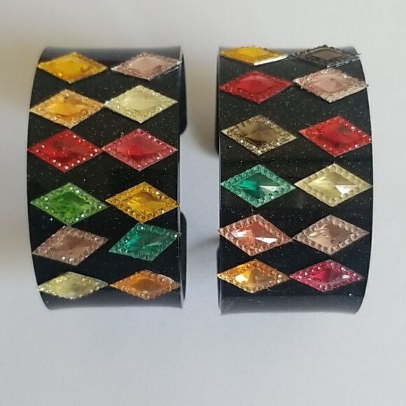 1 dozen Acrylic Cuff Bracelets with Embellishments - Picture 4 of 9